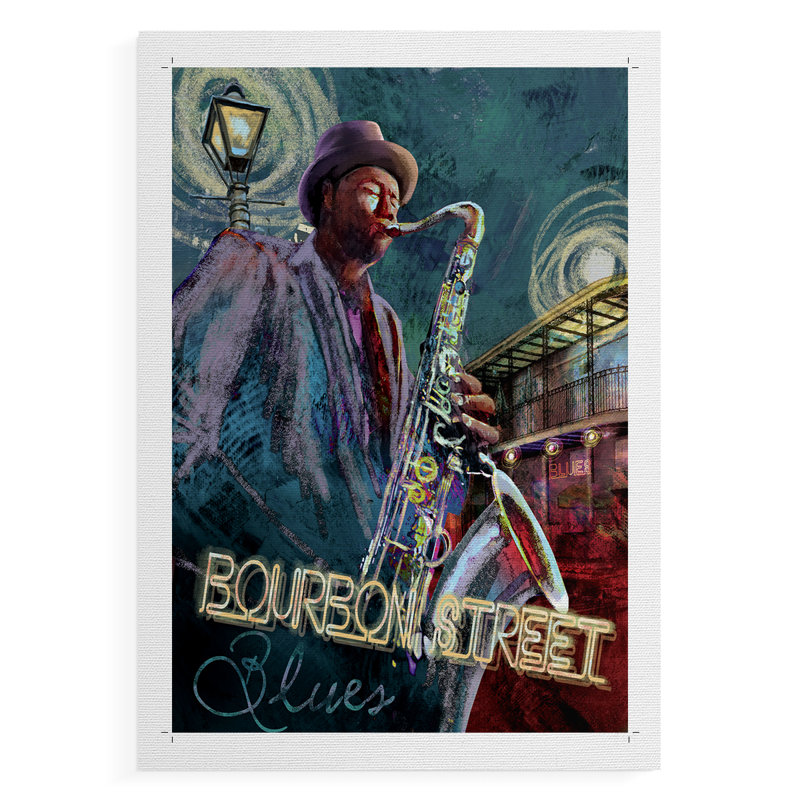 Bourbon St. Blues - Impression sur toile seulement - NON-CADRE, H 18 po x l 12 po