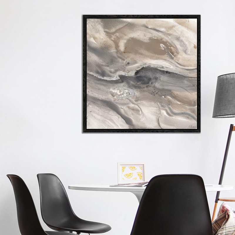 Minerals III by Albena Hristova - Painting on Canvas, 45.72 cm H x 45.72 cm W, Black Floater Framed
