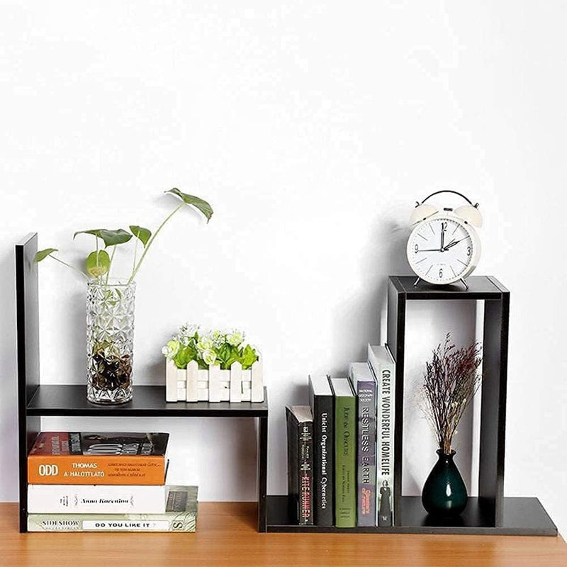 Natural Wood Bookcase,Bookshelf On Desk, Expandable Bookselves O...