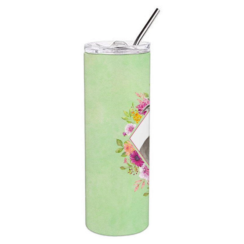 20oz. Stainless Steel Double Wall Glass, Blue Pit Bull Terrier, Green