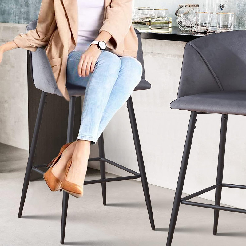 Velvet Bar & Counter Stool, Dark Gray Incorrectly