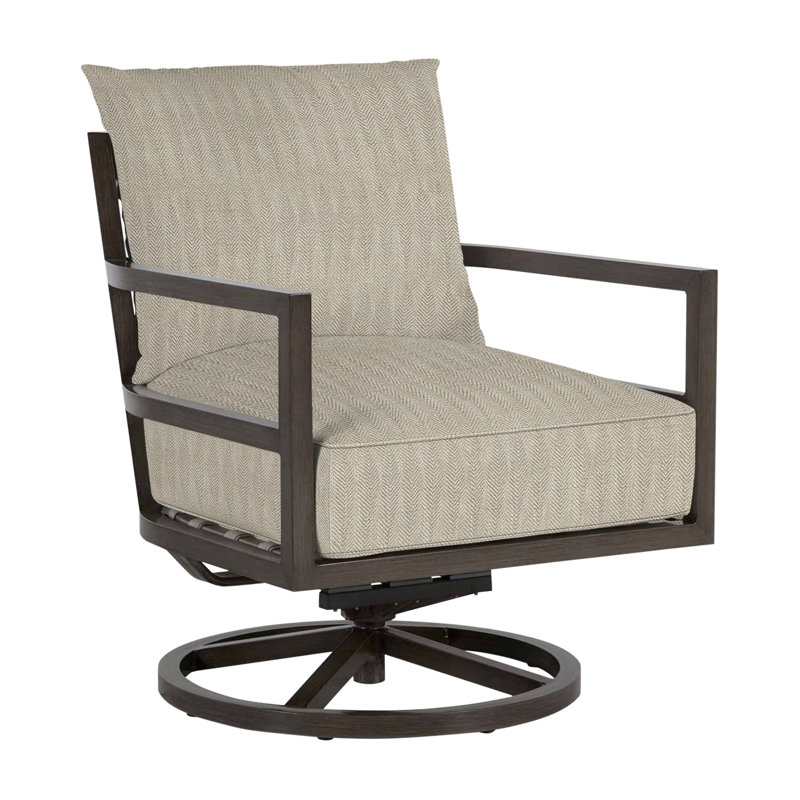Santa Barbara Swivel Patio Chair, Welt, Herringbone Sand, Standard Plus