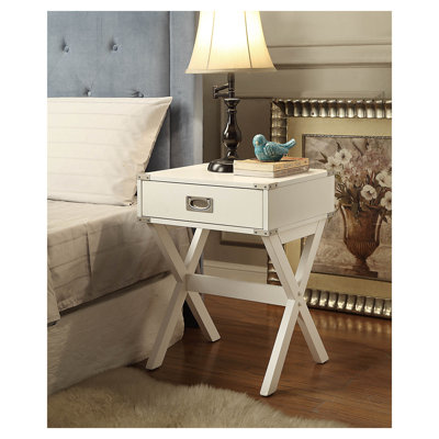 Table d'appoint Babs - table d'appoint carrée moderne avec tiroir fonctionnel, petite table de bout avec base en X