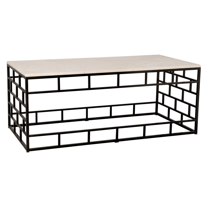 Dunkle Granite Coffee Table, White, Black