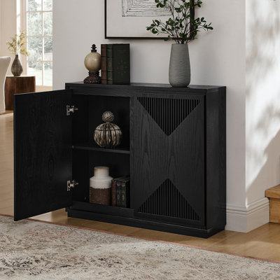 Armoire de rangement Mid-Century moderne en forme de V, armoire avec rangement, armoire latérale étroite pour le salon, le vestibule, le café, le noir