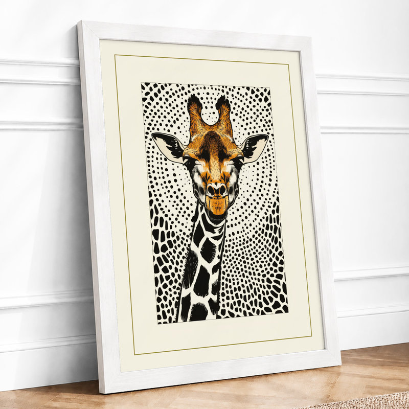 Giraffe Portrait Rustic - Framed Print, A1 - 84.1 x 59.4 cm, White