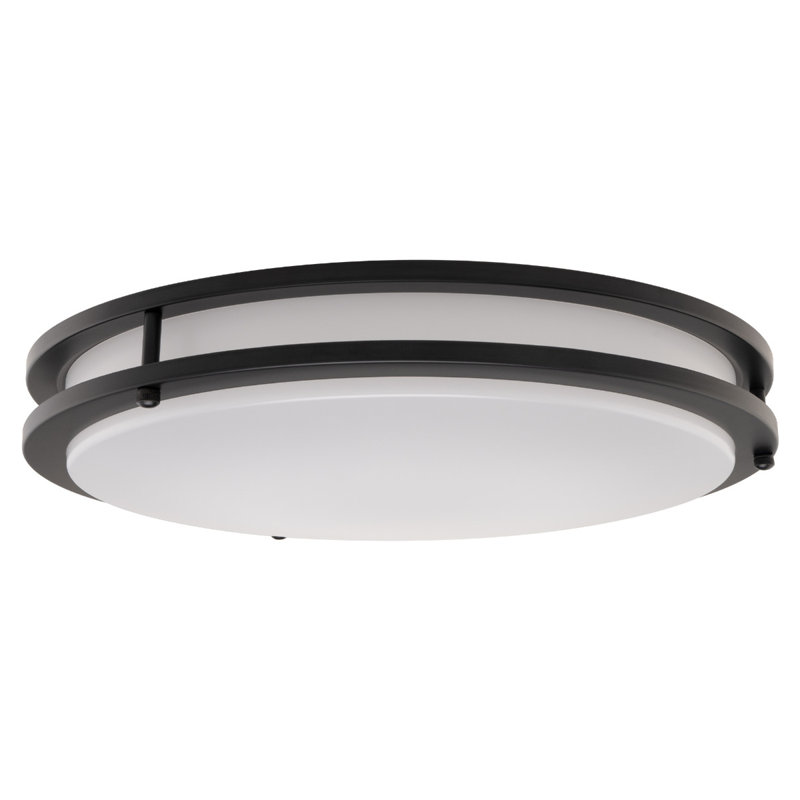 Builder Essential Axis LED 12in Round Flush Mount 18W 1,350 Lumens with 5-CCT Selectability 2700-3000-3500-4000-5000K in Black