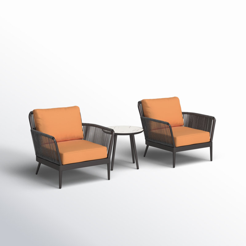 Nette Outdoor 3 - Piece Conversation Set, Tangerine, No