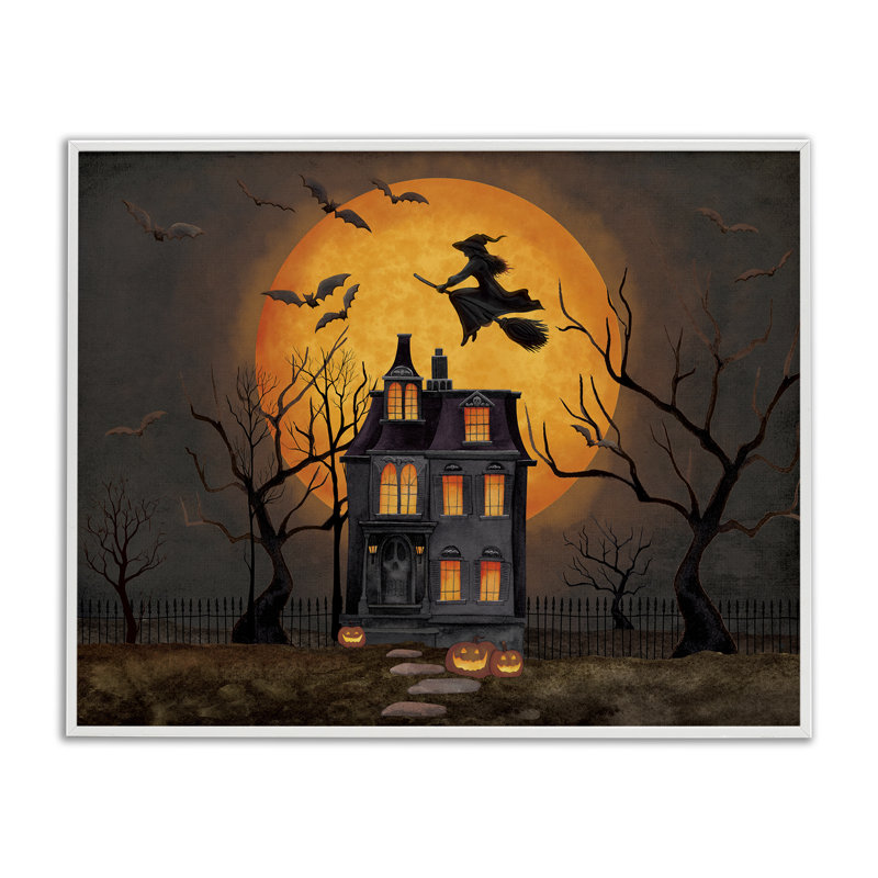 Haunted Night Mansion, giclée encadrée, design par Nicole Tamarin, H 24 po x l 30 po