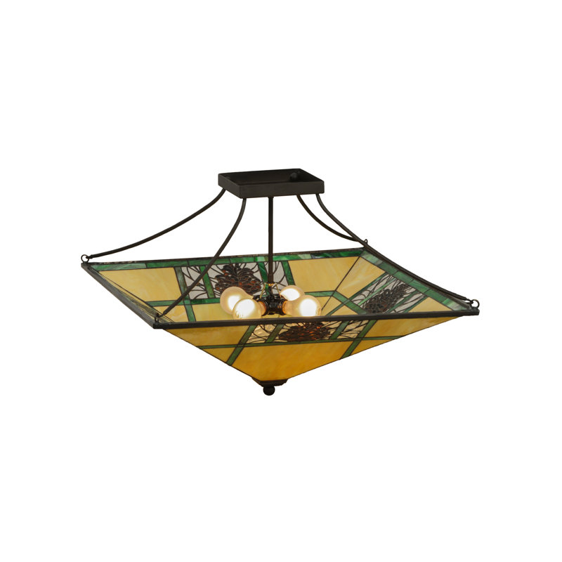 Bronze 4-Light Indoor/Outdoor Energy Star Semi-Flush Mount