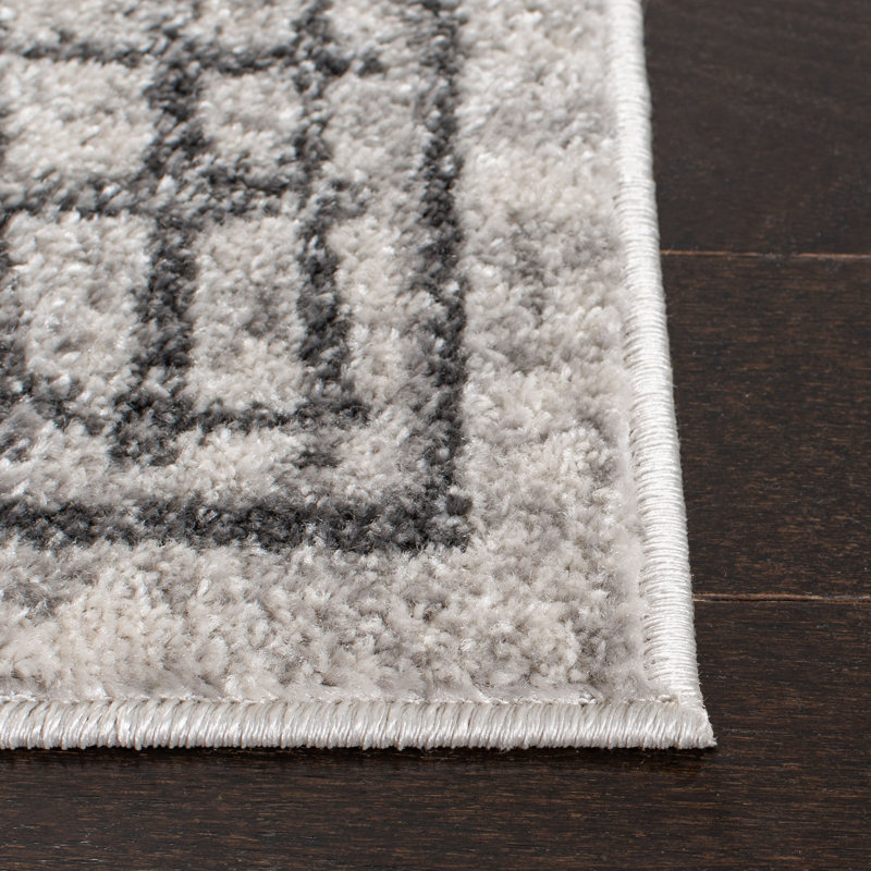 Tapis géométrique ivoire / argent Bethlyn, Rectangle 6 pi x 9 pi