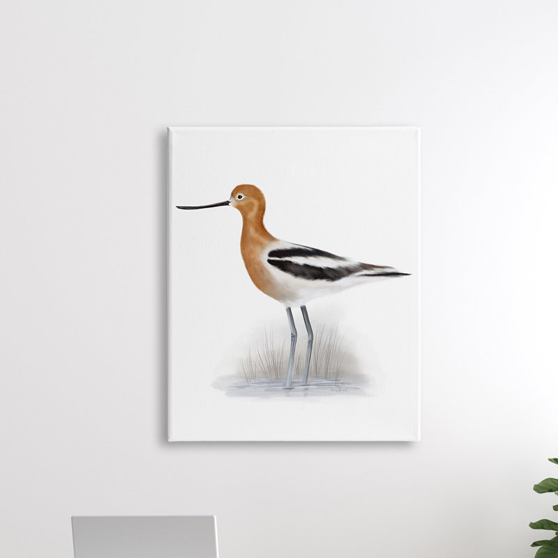 Avocat orange, marais des oiseaux des marais, rayures noires - peinture, H 40 po x l 30 po, Toile tendue