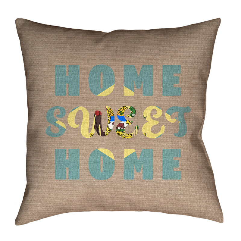 Coussin Katelyn Smith Home Sweet Delaware, 16 po x 16 po, Polyester/mÃ©lange de polyester - utilisation intÃ