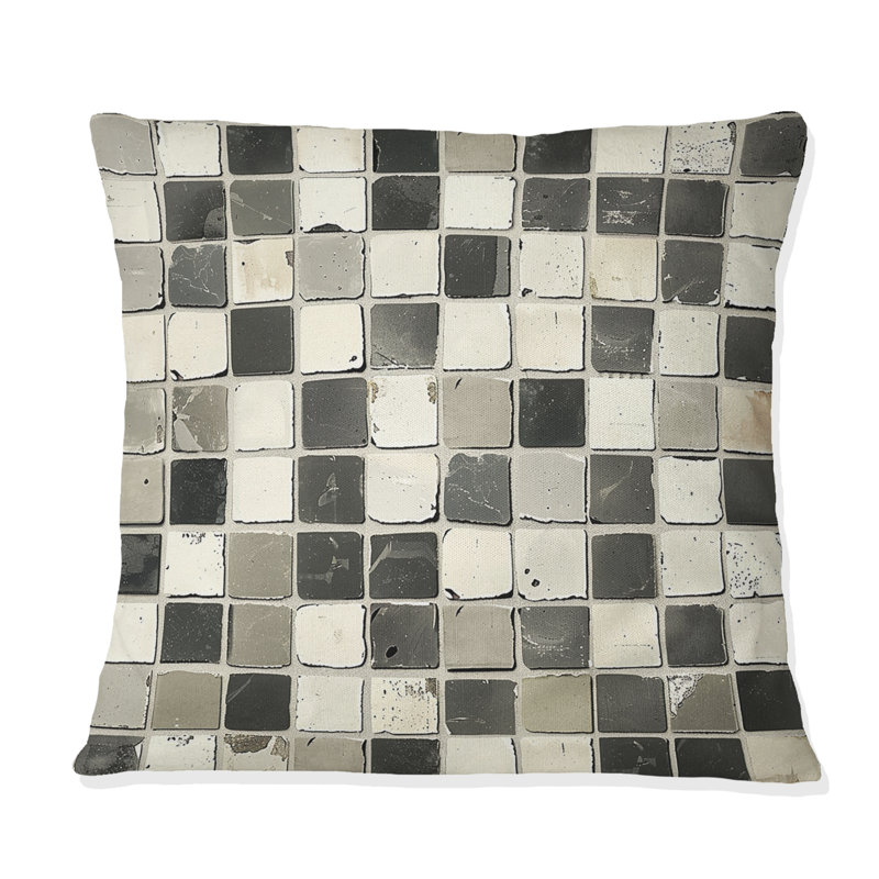Coussin Beige gris Mid-Century Mosaic II - Mid-Century, H 18 po x l 18 po