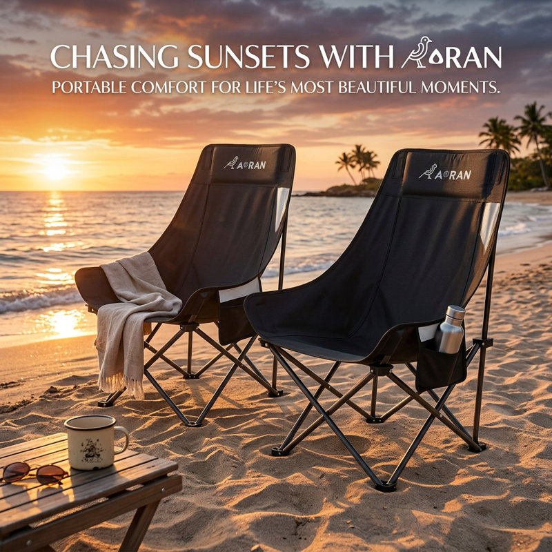  Chaise de camping pliante à haut dossier AORAN