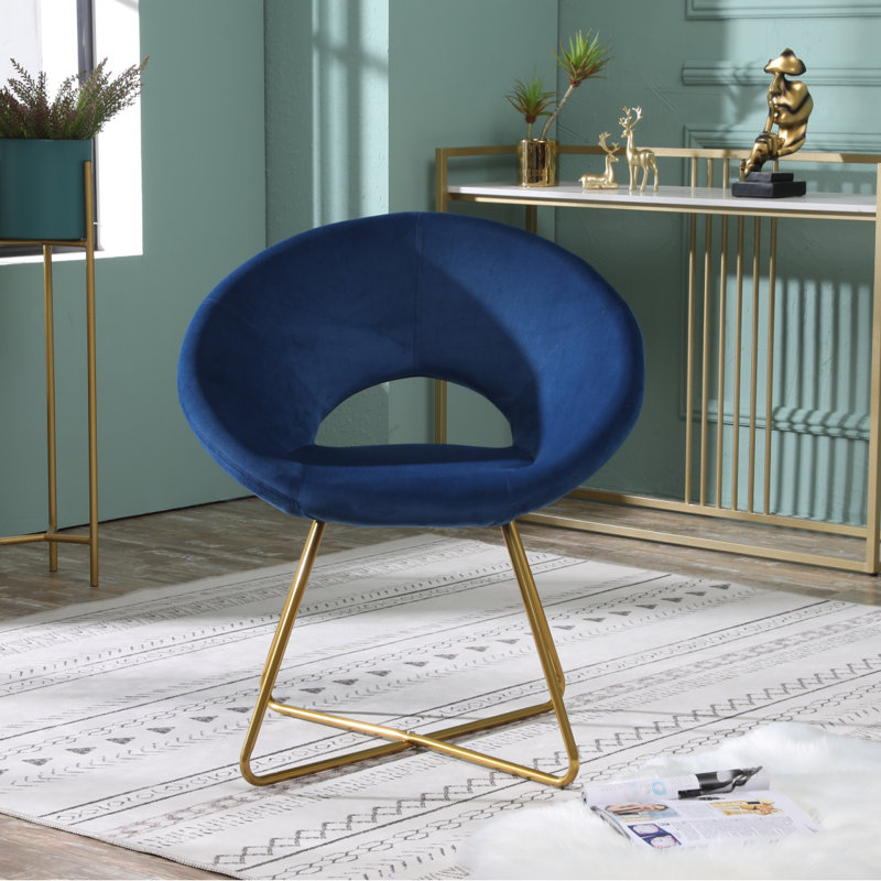 Fauteuil d'appoint rembourré en velours soyeux Slatina, Bleu