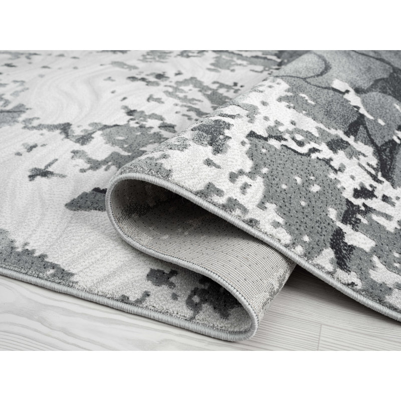 Moody Abstract Gray Area Rug, Rectangle 4' x 6'
