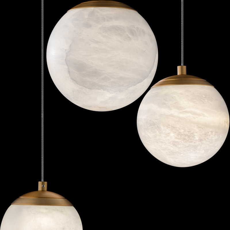Pisces - Light LED Cluster Pendant, Aged Brass, 3, 5.38" H x 11.88" W x 11.88" D