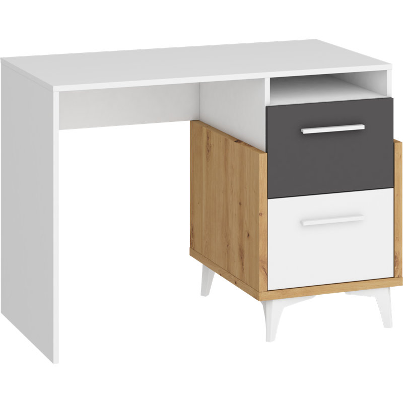 Mazzeo Writing Desk, 76cm H x 105cm W x 57cm D, Graphite, Right