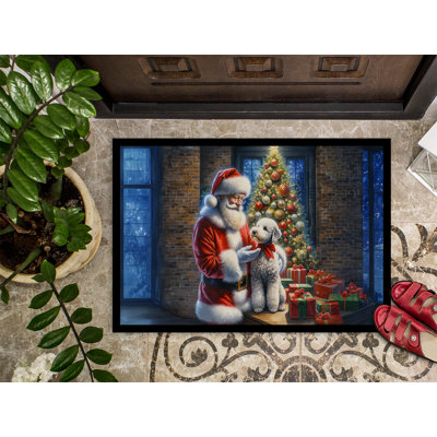 Bedlington Terrier and Santa Claus Doormat