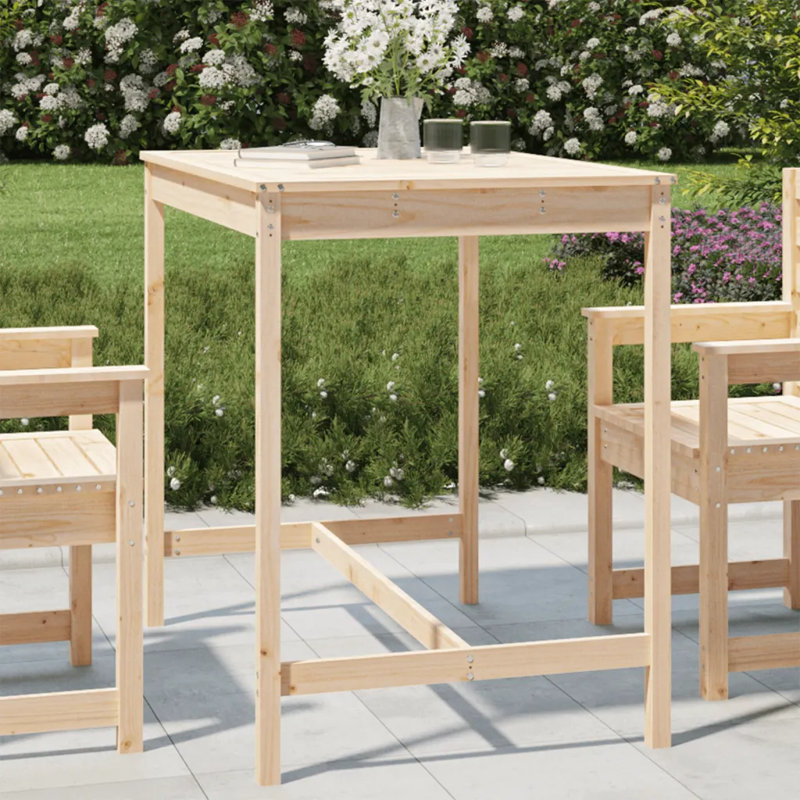 Schupple Square Pine Outdoor Dining Table , cm W 82.5cm cm D, Natural, 110cm H x 82.5cm W x 121cm D