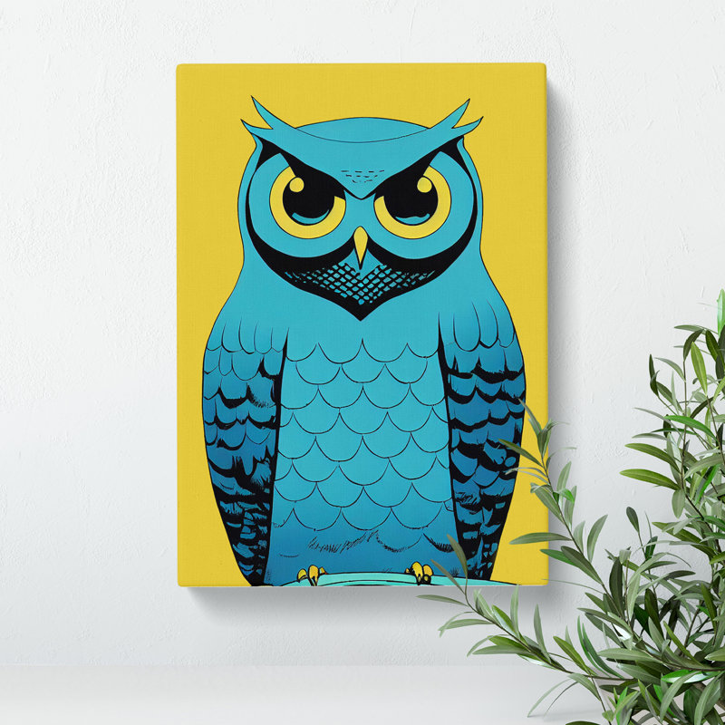 Owl In Pop Art - Wrapped Canvas, 76cm H x 50cm W x 3cm D