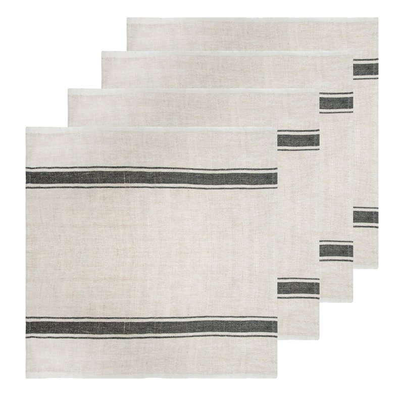 Marseille Square Napkin, Black/Natural