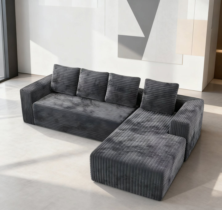 Canapé modulaire Boneless Cloud, Gris, Orienté à droite