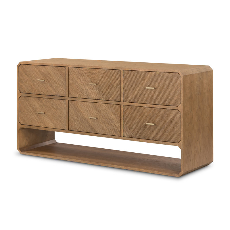 Commode 6 tiroirs l 60 po, Brun