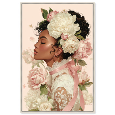 Décoration murale encadrée «Gentle Coquette Bloom» par Art Remedy, cadre doré, 20 x 30