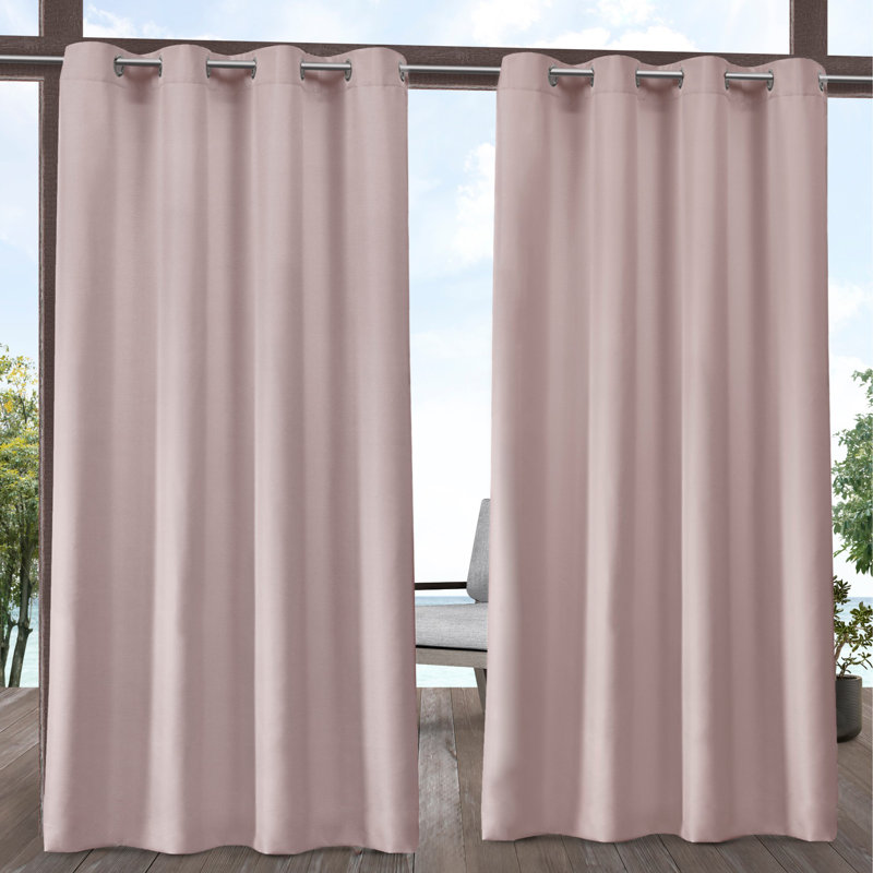 Ensemble de 2 rideaux à œillets TOWN & COUNTRY BASICS Cabana pour intérieur et extérieur, 54" W x 84" L, Blush