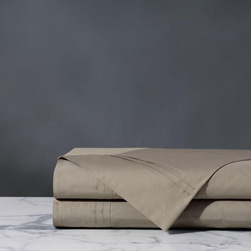 Vail Egyptian Cotton Percale Flat Sheet, King Flat Sheet, Fawn