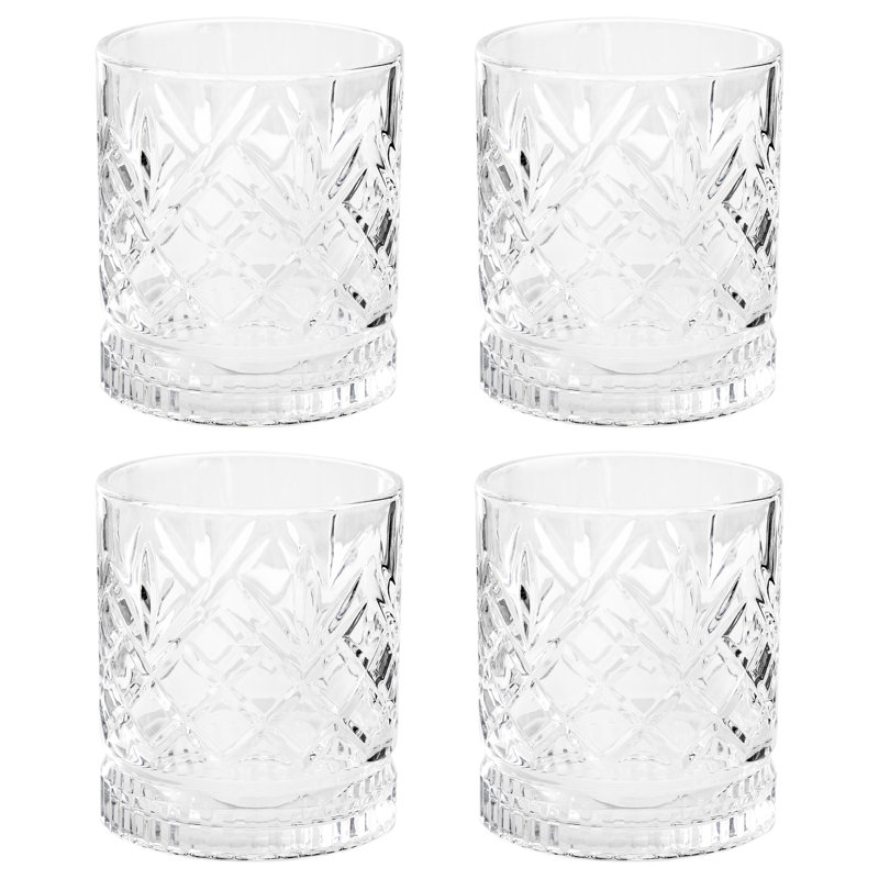 Wrought Studio™ 4 Piece 13 Ounce Diamond Embossed Double Old Fashioned Glassware Set
