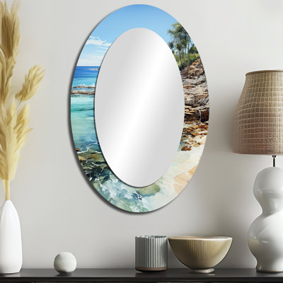 Beach Beach Tropical Paradise III - Miroir mural ovale sarcelle