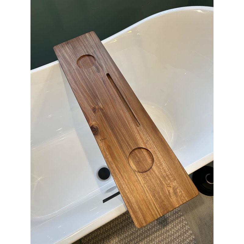 Plateau de baignoire | Plateau de bain en bois d'acacia massif | Serviteur de baignoire anti-basculement, non toxique et durable | Plateau de baignoire réglable
