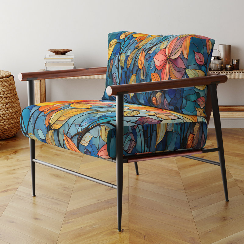 Colorful Mosaic I - Chaise rembourrée avec accoudoirs, Doré