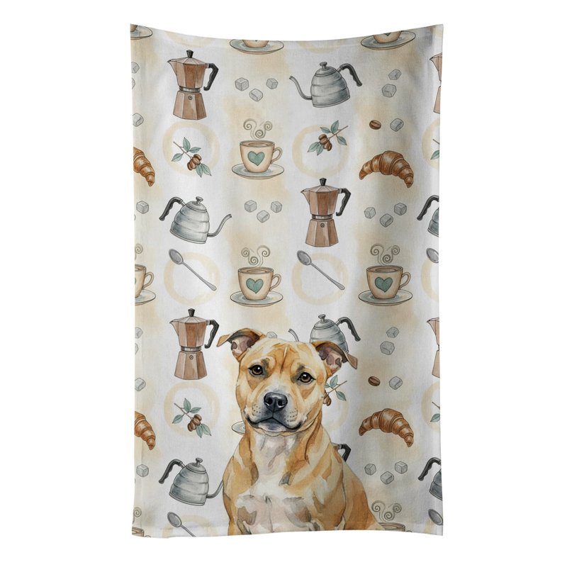 Serviette de cuisine Coffee Bar, Bull terrier fauve Staffordshire