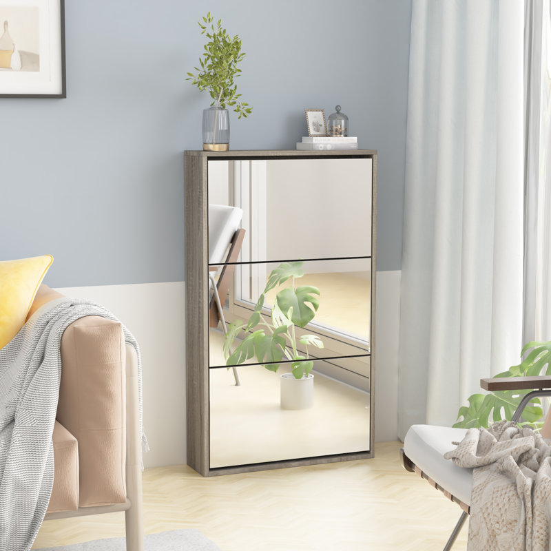 12 Pair Shoe Storage Cabinet, Gray
