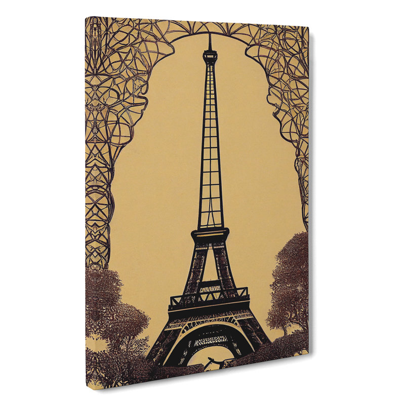 Art Nouveau Eiffel Tower - Wrapped Canvas, 60cm H x 40cm W x 3cm D