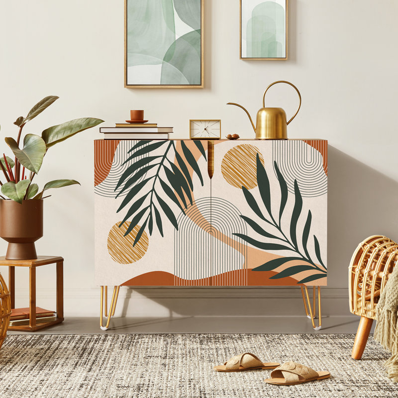 35'' Sideboard, Mid-century Plant Brown