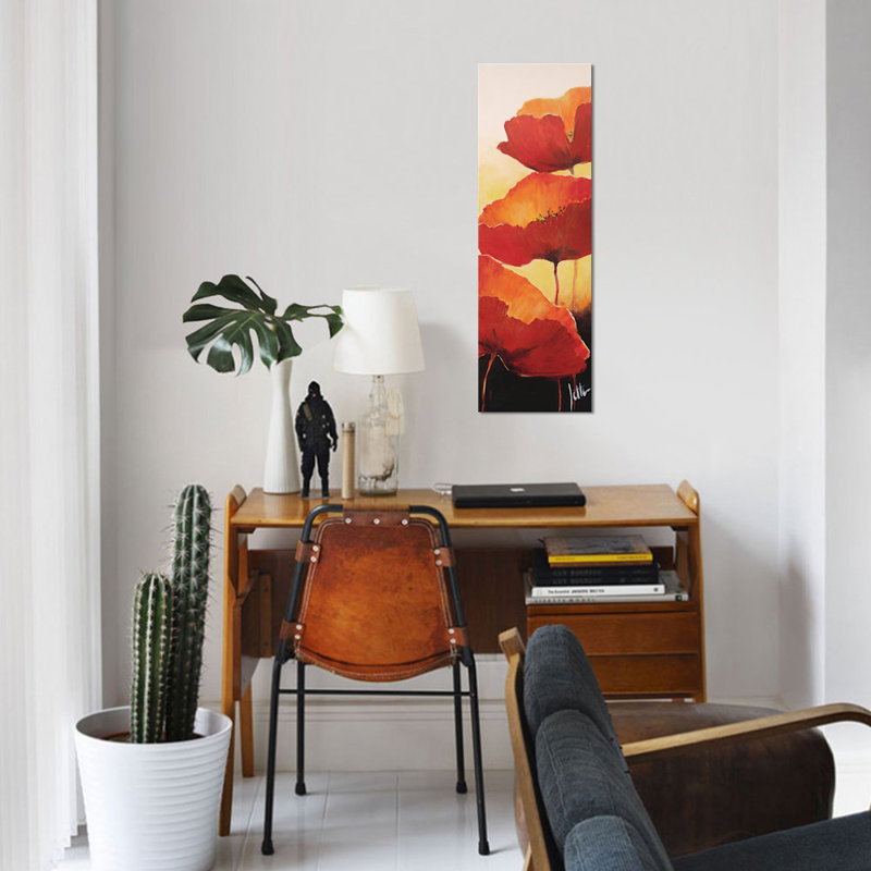 «Three Red Poppies II», impression sur toile, H 72 po x l 24 po x P 1,5 po, Toile tendue