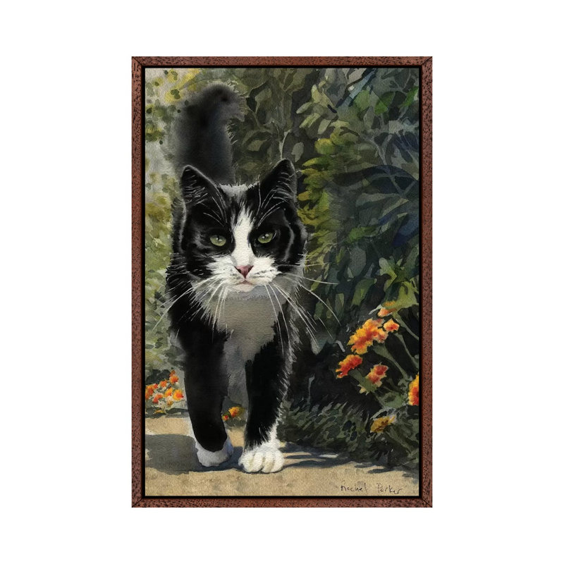 Tuxedo Stroll 1 Piece Painting on Canvas, 66.04cm H x 45.72cm W x 3.81cm D, Classic Brown Wood Framed
