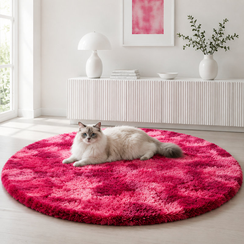Plush Round Area Rug, Soft Fuzzy Shag Rug for Bedroom Living Room Balcony, Fluffy Carpet for Home Decor, Non-Slip Cozy Decorative Rug.