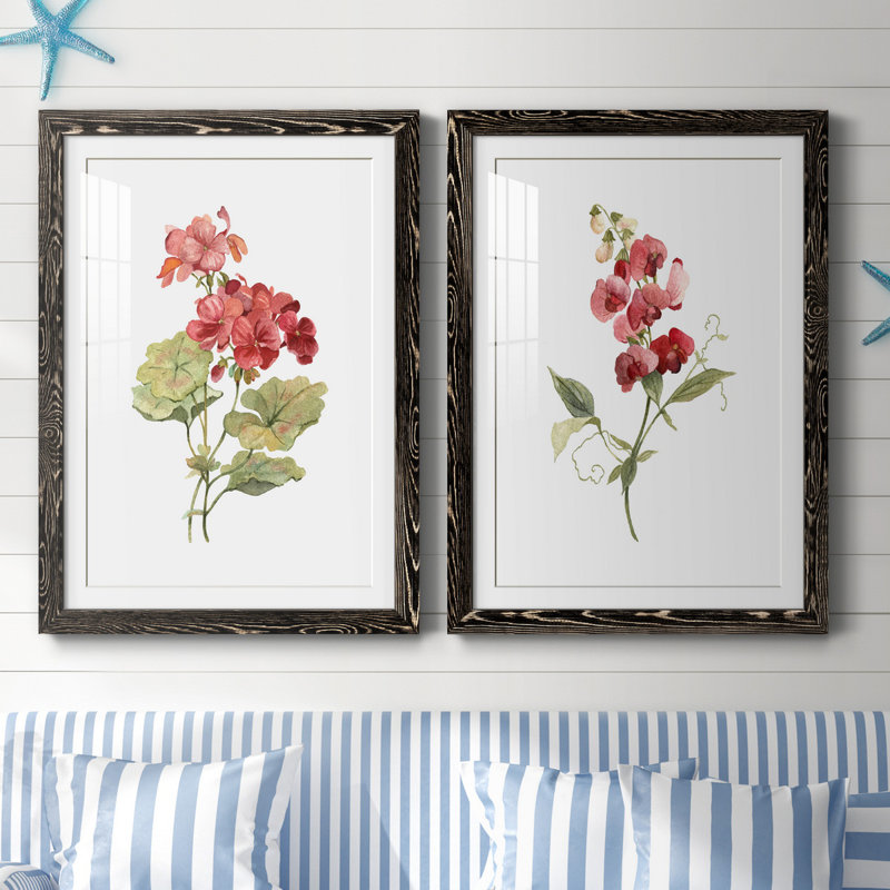 Écarlate géranium - ensemble de 2 reproductions d'art, H 31,5 po x l 47 po x P 1,5 po, H 31,5 po x l 47 po x P 1,5 po, Blanc