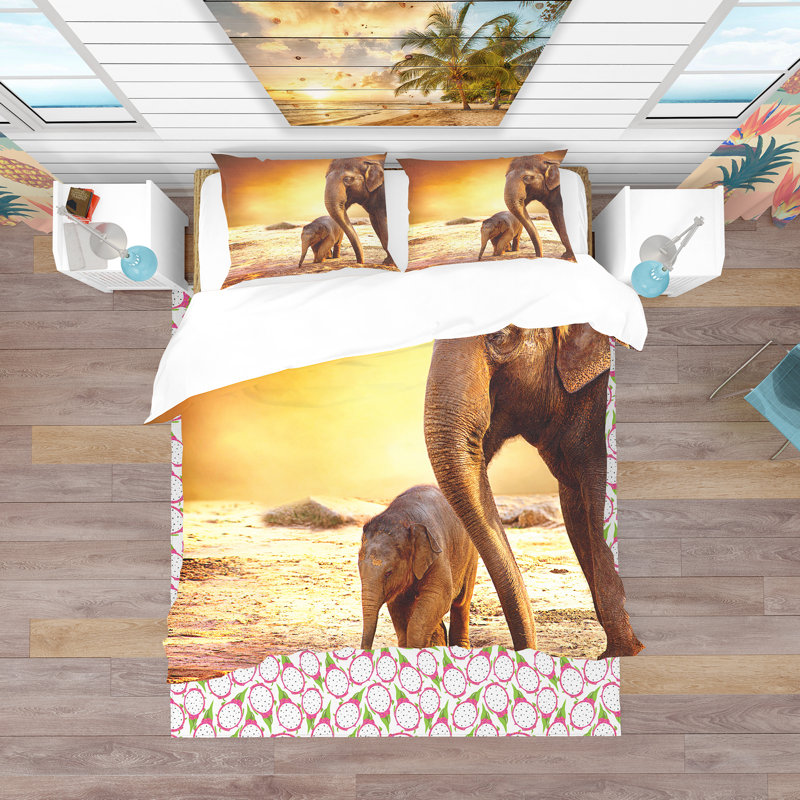 Ensemble de housse de couette tropical, Housse de couette très grand + 2 taies décoratives