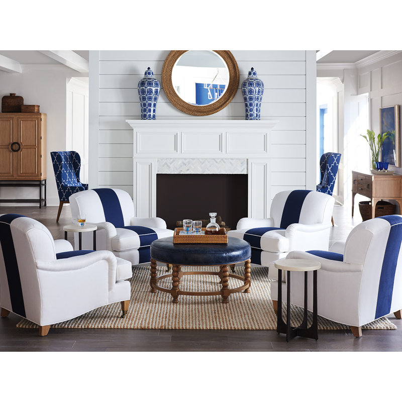 Barclay Butera Upholstery Armchair, Blue/White