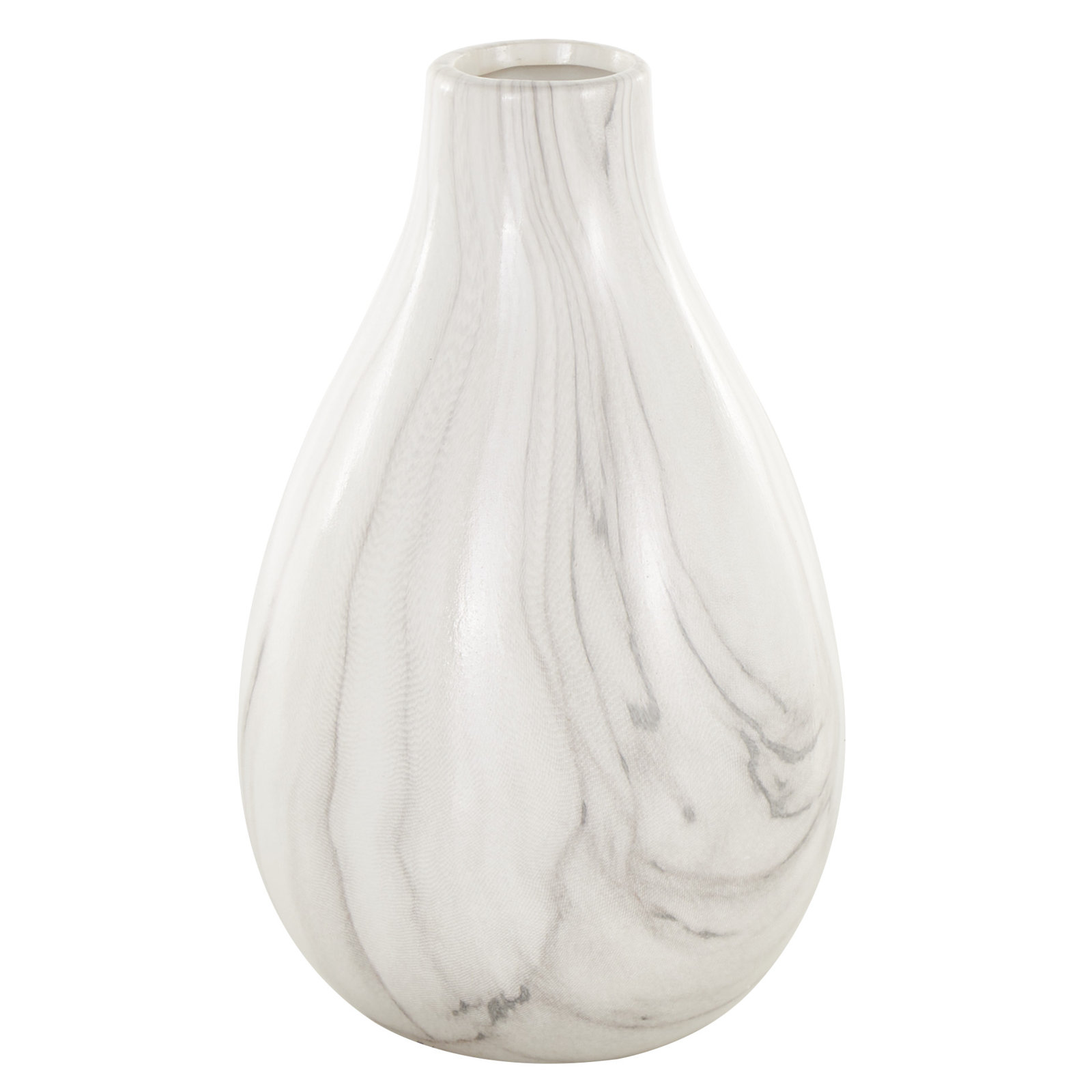 Mable 3 Piece Ceramic Table Vase Set, White/Gray