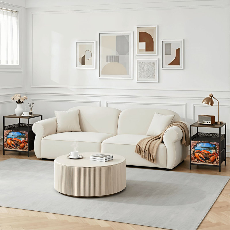 Table de chevet 2 tiroirs avec station de charge, table de chevet pour chambre avec ports USB et amp; Outlets, tablette ouverte noire, table de chevet avec motif de graffiti sur mur de briques géantes