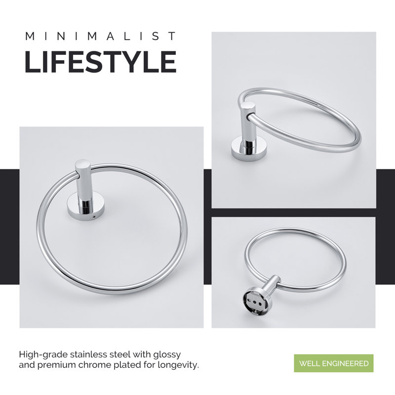 Modern Chrome Wall Mounted Towel Ring with Starlight Finish