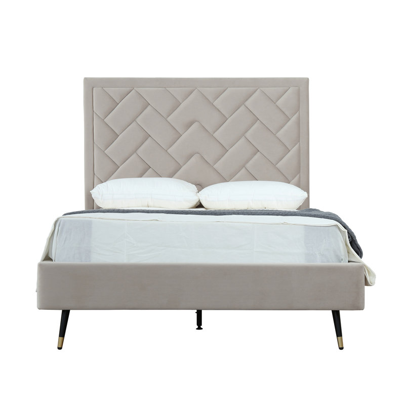 Toshiye Upholstered Platform Bed, Full / Double, Beige